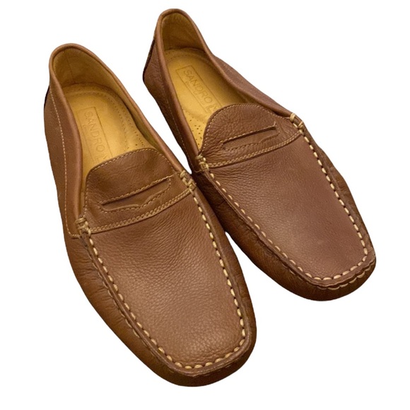 Sandro Moscoloni Leather Penny Loafer Caramel Driving Slippers 9.5 - Picture 2 of 11